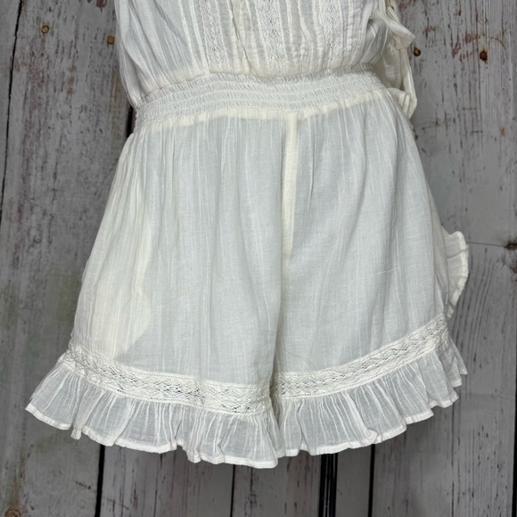 FREE PEOPLE Feelin' Fancy Romper Feminine Ethereal Ruffles Ivory Medium NWT - Picture 6 of 16